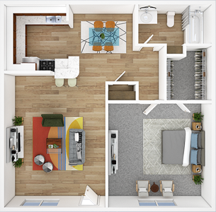 One Bedroom / One Bath - 600 Sq.Ft.*